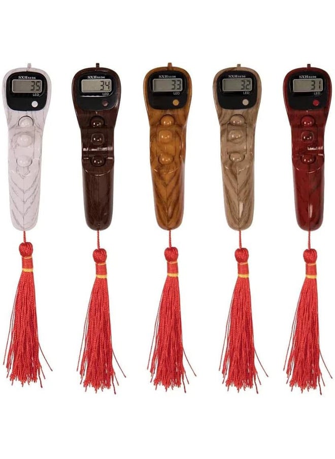 Generic Rosary with a compass to identify the Qibla, multi-colored plastic wood  - Image 2