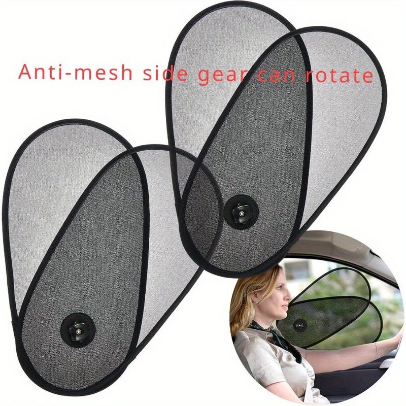 4 Pieces Black Adjustable Car Sun Shades UV Protection Heat Insulation Side Window Visors - Image 1