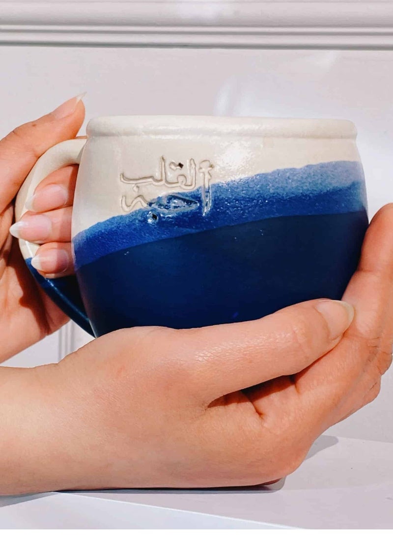 Tip of The Day Heart’s Love Wavy Pottery Mug - Capacity: 270 ml - gift for Coffee & tea lovers - Image 2