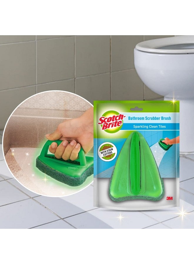 Scotch  Bathroom Brush With Abrasive Scrubber For Superior Tile Cleaning (Green,Pack Of 1) - Image 1