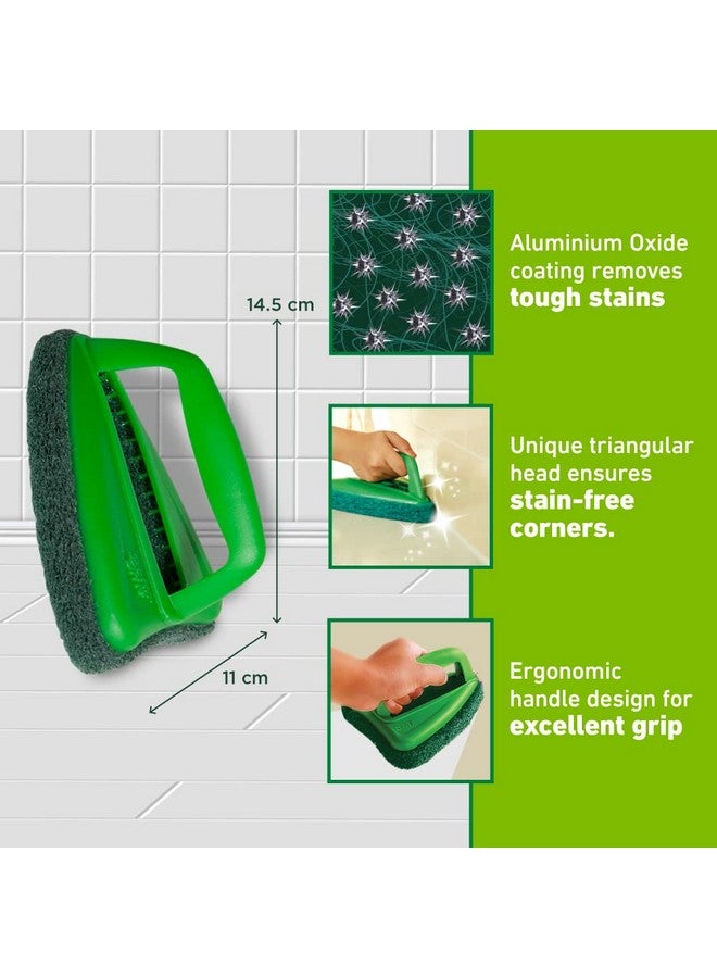 Scotch  Bathroom Brush With Abrasive Scrubber For Superior Tile Cleaning (Green,Pack Of 1) - Image 3