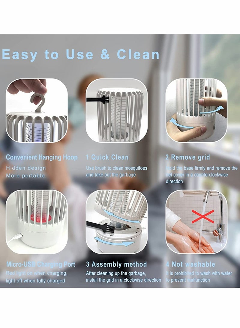 KASTWAVE مبيد البق للداخل والخارج، مصباح قاتل للبعوض والذباب الإلكتروني قابل للشحن بواسطة USB، جهاز مكافحة الآفات، مصيدة الحشرات للمنزل والمطبخ والفناء والتخييم (أبيض) - Image 3