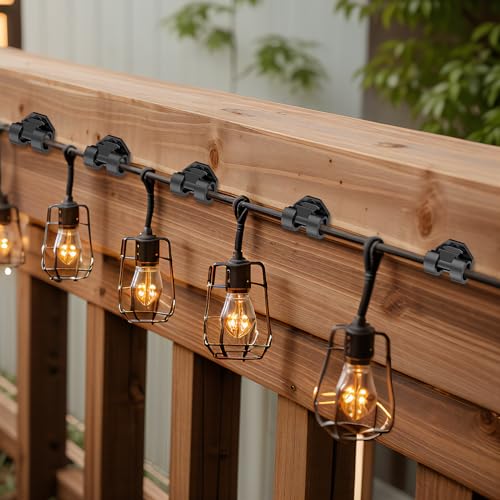 Lewufe Hooks for Outdoor String Lights Clips, Christmas Light Clips Weatherproof, Lights Hanger Hooks for Hanging Christmas Light, Fairy Light, Cable, Holiday Decor - Black, 20 Pack - Image 2