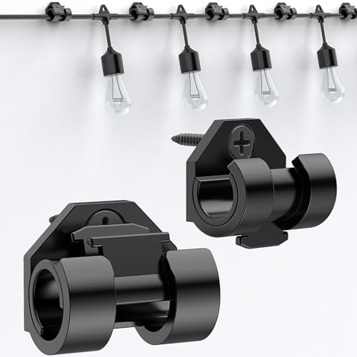 Lewufe Hooks for Outdoor String Lights Clips, Christmas Light Clips Weatherproof, Lights Hanger Hooks for Hanging Christmas Light, Fairy Light, Cable, Holiday Decor - Black, 20 Pack - Image 1