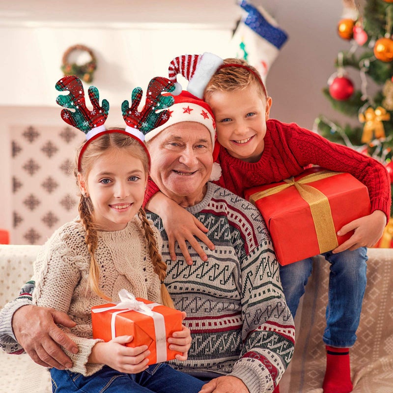Elcoho مجموعة إلكوهو 9 قطع من أغطية الرأس لعيد الميلاد، ألعاب حفلات عيد الميلاد، قبعات تنكرية، أغطية رأس الرنة وسانتا لعيد الميلاد، 9 أنماط - Image 4