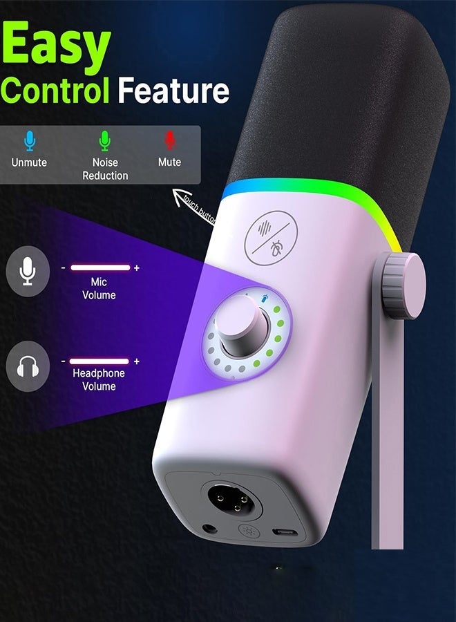 Professional USB/XLR Dynamic Microphone with Noise Reduction and RGB - Image 3
