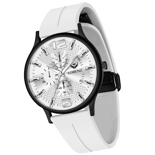LORENZ Slim Case Analog Watch with White Magnetic Lock Strap | Watch for Men & Women| MK-4083R - Image 1