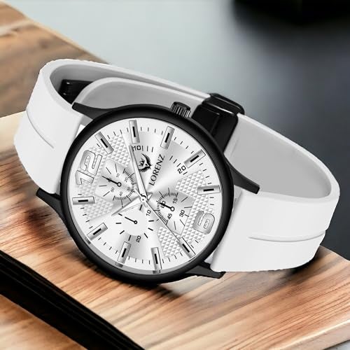 LORENZ Slim Case Analog Watch with White Magnetic Lock Strap | Watch for Men & Women| MK-4083R - Image 2