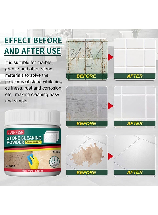 JUE-FISH Stone Cleaning Powder - Granite Countertop Cleaner Powder, Marble Cleaner Powder, Marble Polishing Powders, Watermarks Remover, Stain Remover For Granite, Stone,Suitable for All Kinds of Stone, Countertops, Floors Polishing - Image 2