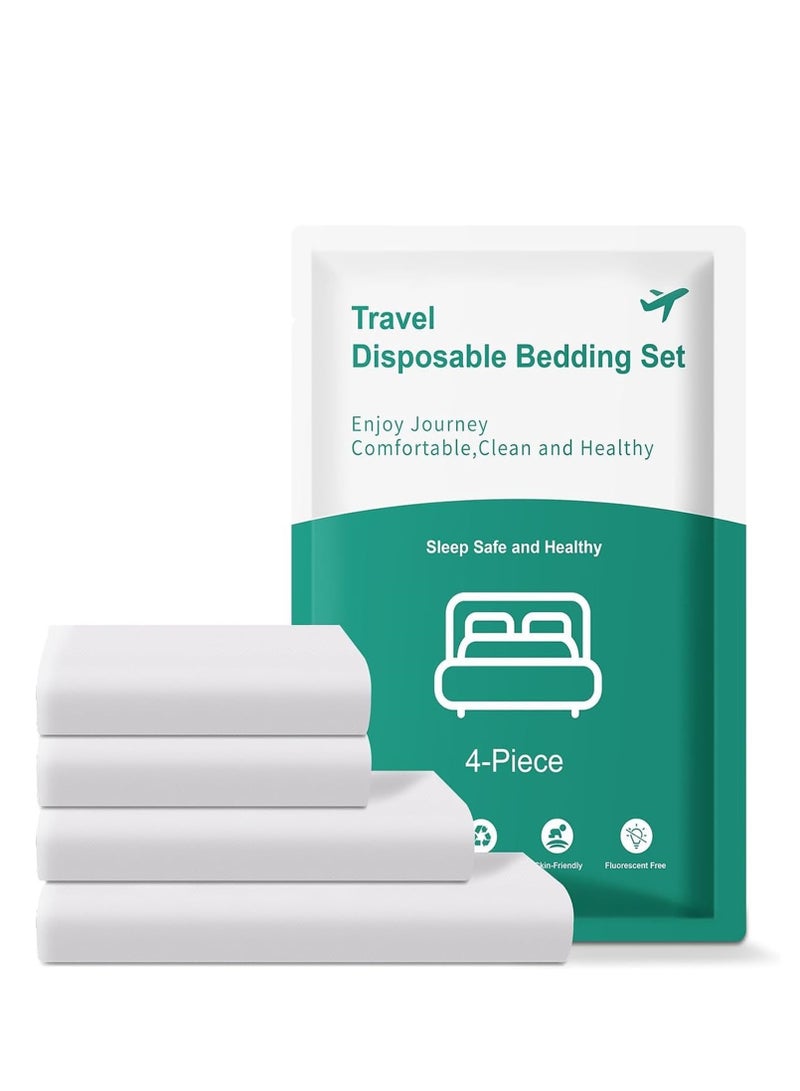 جوي وورلد شراشف آمنة للسفر يمكن التخلص منها، غطاء لحاف/غطاء سرير وغطاء وسادة يمكن التخلص منها، شراشف محمولة يمكن التخلص منها مع غطاء لحاف وغطاء وسادة للسفر في الفنادق والسفر العائلي والاستخدام في المنتجعات الصحية - Image 1