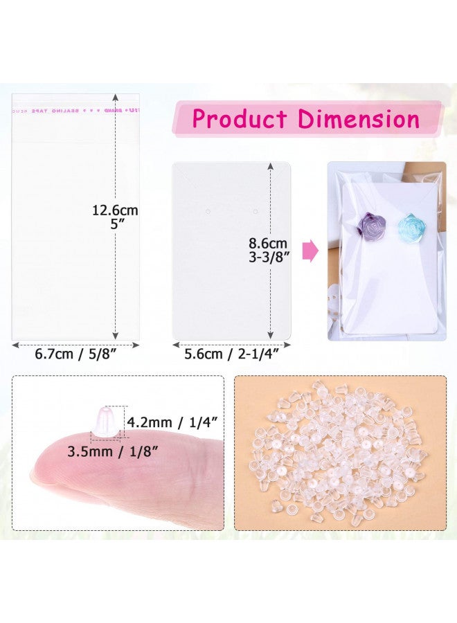 anezus White Earring Cards, 400 Pcs Earring Packaging Supplies Kit with Earring Display Holder Cards Self-Sealing Bags Earring Backs, Cardboard Paper Necklace Cards for Jewelry Display - Image 5