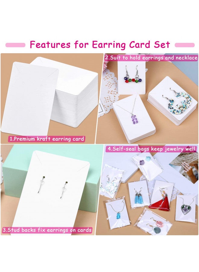 anezus White Earring Cards, 400 Pcs Earring Packaging Supplies Kit with Earring Display Holder Cards Self-Sealing Bags Earring Backs, Cardboard Paper Necklace Cards for Jewelry Display - Image 3
