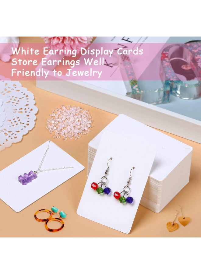 anezus White Earring Cards, 400 Pcs Earring Packaging Supplies Kit with Earring Display Holder Cards Self-Sealing Bags Earring Backs, Cardboard Paper Necklace Cards for Jewelry Display - Image 2