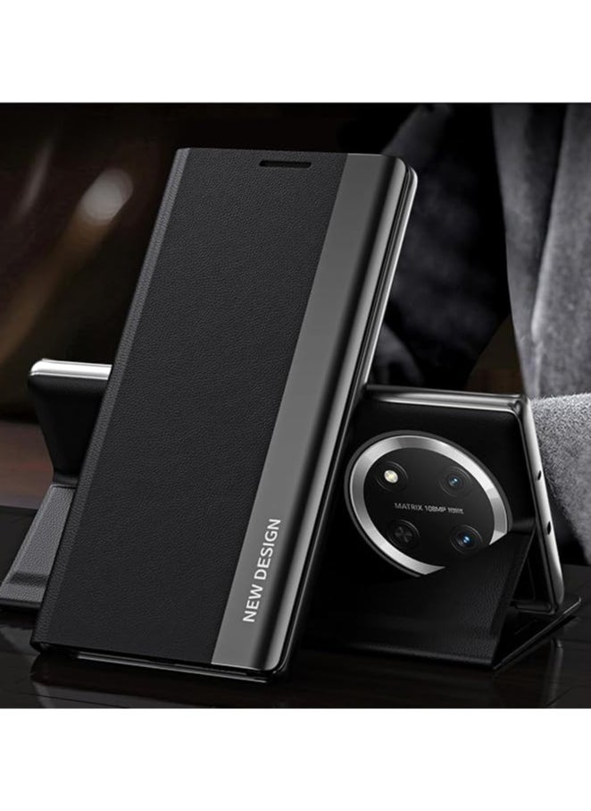 General Magnetic Case Compatible with Honor X9C 5g (2024),with Bracket,Lightweight Leather Magnetic Shockproof and Drop Protective Case 