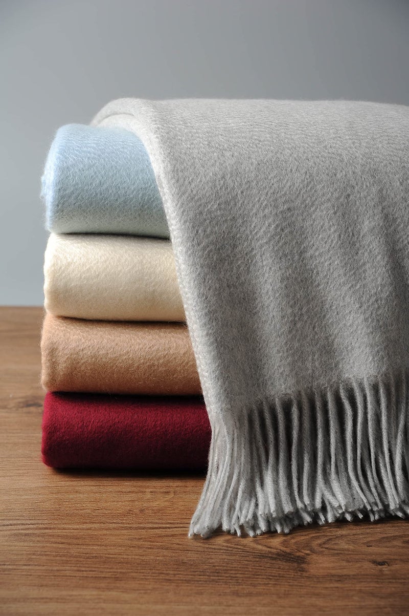 EP Mode 100 Pure Cashmere Throw Blanket for Sofa Classic Design with Gift Box Lt Heather Grey