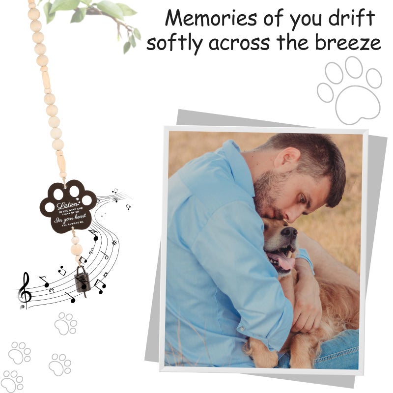 Mooncraftlogy Pet Memorial Gifts for Loss of Dog, in Loving Memory Wooden Wind Chimes with Paw Print, A Sympathy & Remembrance Gift for Cat Bereavement, Outdoor Garden Condolence Keepsake - Image 5