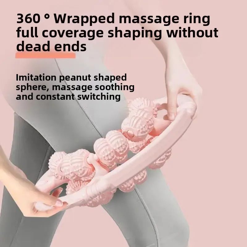 Fully wrapped 32-wheel ring massager roller leg massager dredge meridians  pink - Image 2