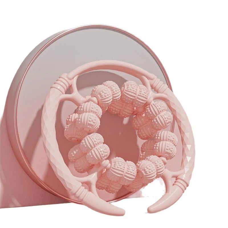 Fully wrapped 32-wheel ring massager roller leg massager dredge meridians  pink - Image 1