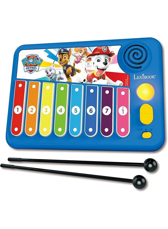 Lexibook Paw Patrol Xylofun Electronic and educational Xylophone for children, musical toy game, 8 keys, light guiding, 2 mallets included, blue, K340PA Brand: Lexibook - Image 1