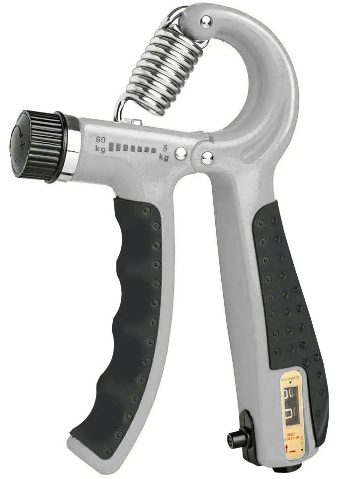 Generic 5-60Kg Adjustable High Quality Spring Hand Grip Strengthener With Counter, Black/Grey 