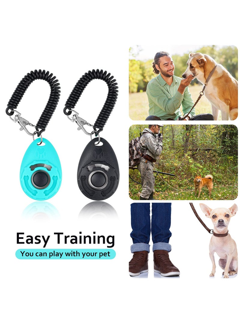 SOLARAE Dog Clicker Training Kit, 1 Dog Treat Training Pouch, and 2 Pieces Pet Training Clicker with Wrist Strap, Built-in Bag Dispenser Easily Carrying Pet Toys Treats (Black, Solid Pattern) - Image 3