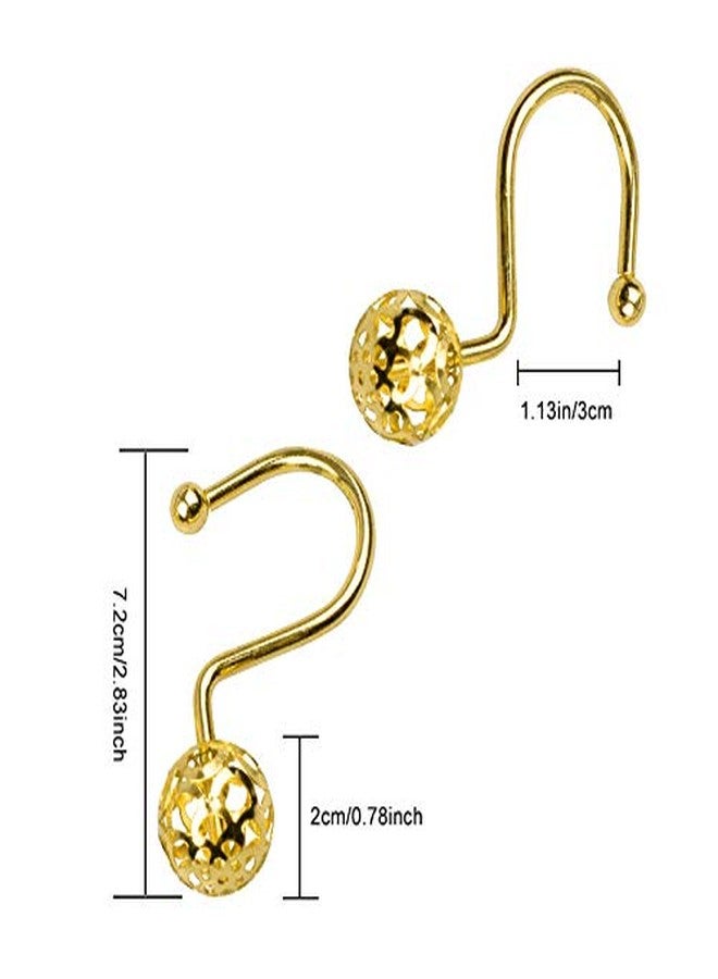 Gracelife 12Pcs Hollow Ball Shower Curtain Hooks Luxury Quality Rustproof Stainless Steel Shower Curtain Rings Hooks for Bathroom Rod (Gold) - Image 3