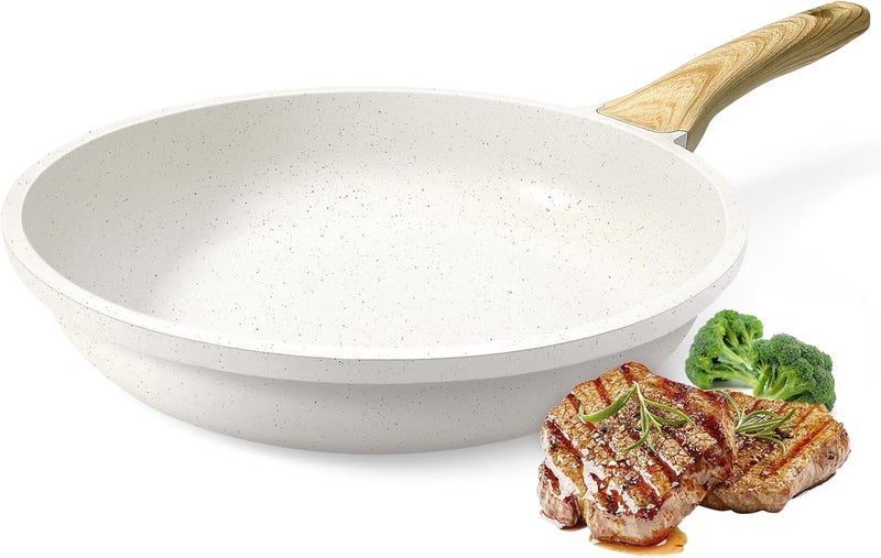GIPP Nonstick Frying Pan Skillet - 9.5" White Granite Non Stick Fry Pans, Omelette Pan Healthy Stone Cookware Compatible with All Stovetops, PFOA Free - Image 1