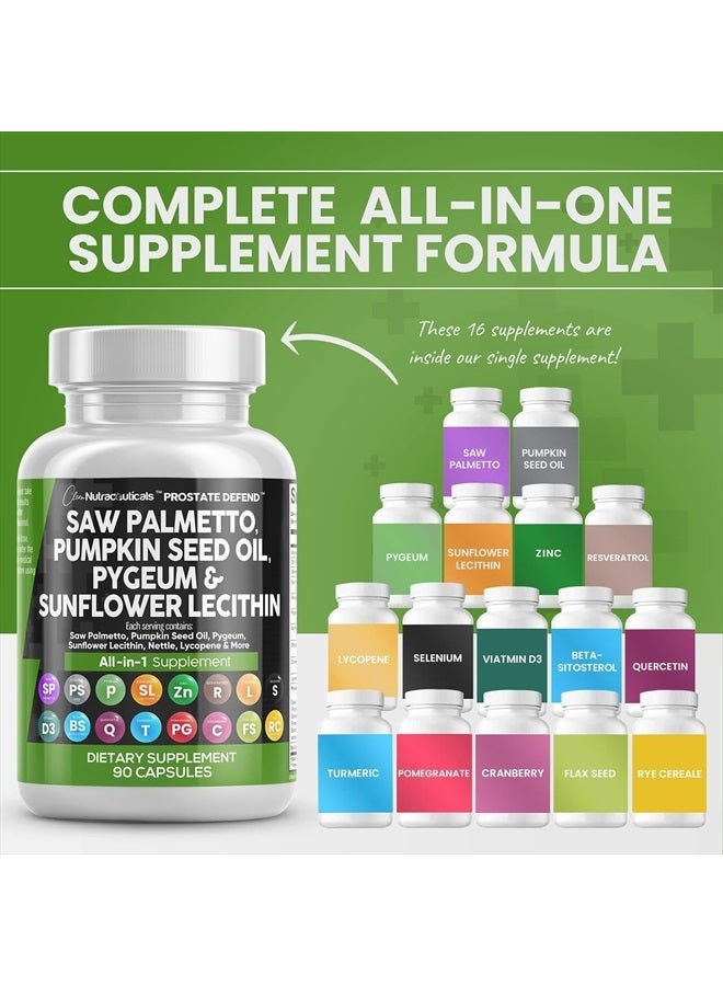 Clean Nutraceuticals Saw Palmetto 10000mg Pumpkin Seed Oil 3000mg Sunflower Lecithin 3000mg Stinging Nettle Cranberry - Prostate Supplements for Men with Lycopene - 90 Caps - Image 3