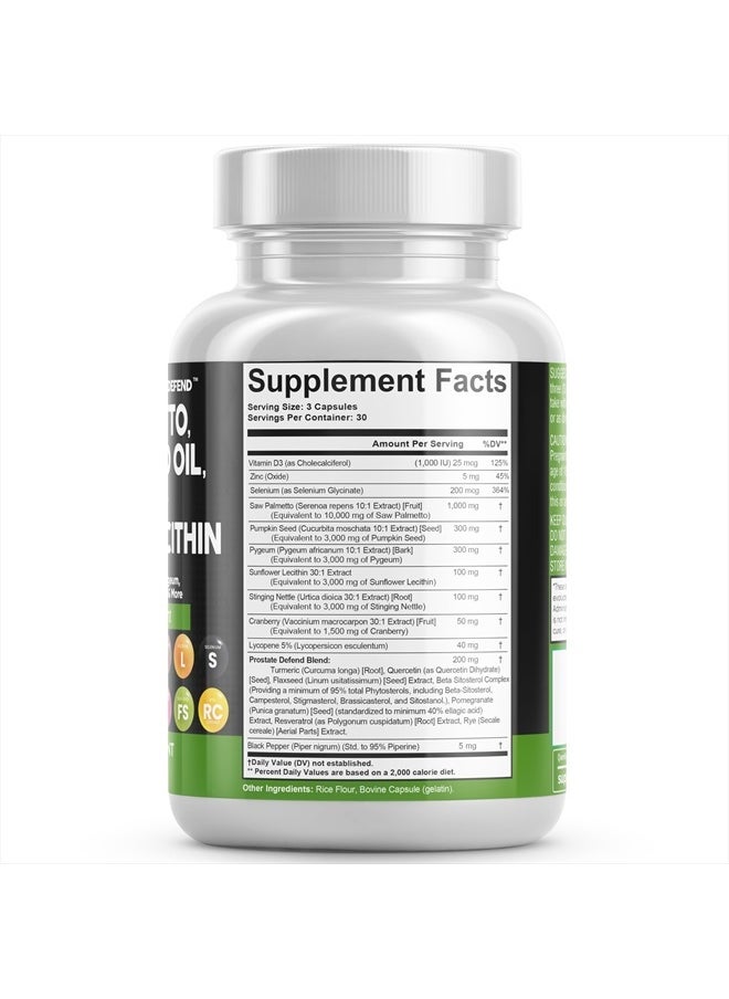 Clean Nutraceuticals - زيت بذور اليقطين 10000 مجم من Saw Palmetto، 3000 مجم من Pygeum، 3000 مجم من Lecithin of Sunflower، 3000 مجم من نبات القراص، التوت البري - مكملات البروستات للرجال مع الليكوبين - 90 كبسولة - Image 1