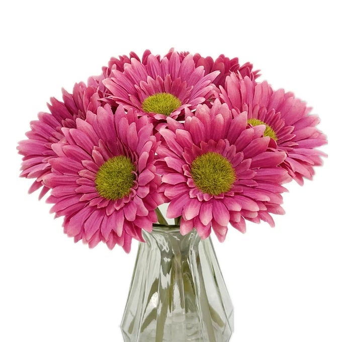 10PCS ARTIFICIAL GERBERA DAISY SILK FLOWERS FAUX FLOWER FOR PARTY HOME KITCHEN GARDEN WEDDING DECOR HOT PINK