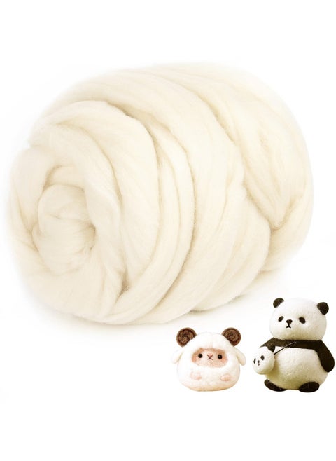 Natural Wool Roving, 3.5 oz Wool Roving 100% Natural Wool Yarn for Spinning & Knitting Wool for Needle Felting, Wet Felting, handcrafts for Beginners (Beige)
