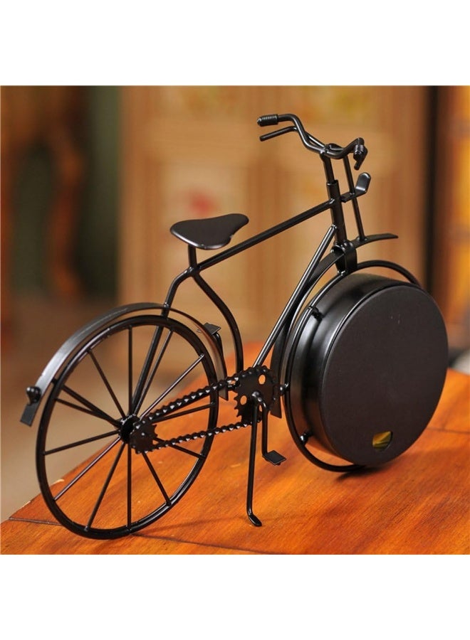 Meetion Desk Clock Vintage Table Bike Clock Desktop Silent Metal Clock for Office Bedroom Quartz Decor Black - Image 3
