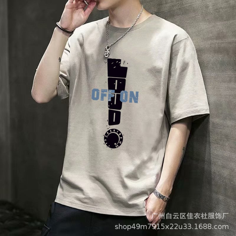 Korean style summer new short-sleeved T-shirt men and teenagers slim-fit printed top student trendy all-match round neck T-shirt - Image 4