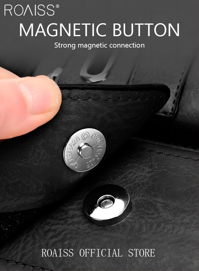 رويس حقيبة كتف رجال الأعمال رسول حقيبة يد جلدية PU ريترو أنيقة حقيبة كتف محمولة بسحاب حقيبة كتف كروس بودي هدية للزوج للرجال السفر العمل المكتب متعدد الجيوب حقيبة يد كبيرة السعة - Image 3