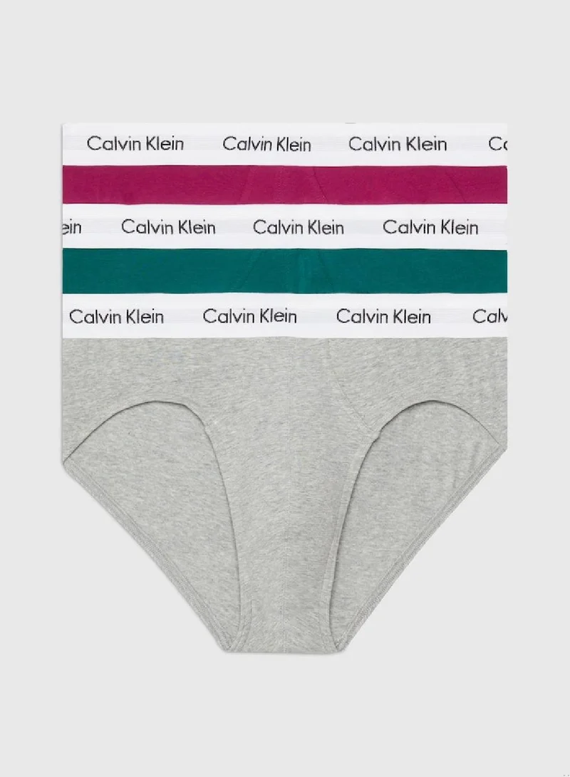 CALVIN KLEIN Men's 3 Pack Briefs - Cotton Stretch - Cotton, Multicolor