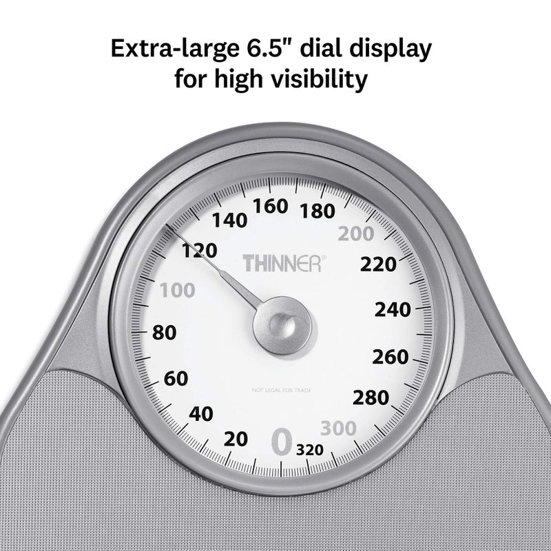 CONAIR Thinner by Conair Bathroom Scale for Body Weight, Extra-Large Analog Scale Measures Weight Up to 330 Lbs. in Silver - Image 2