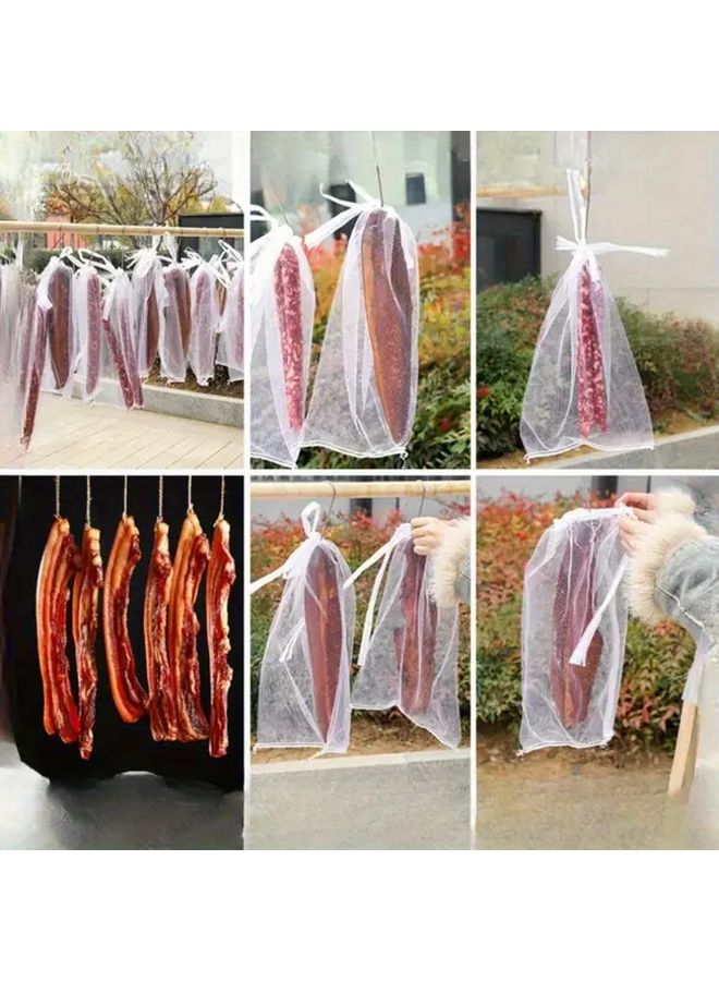 15 Pieces Drawstring Mesh Bags Breathable Fly Bird Proof Hanging Meat Drying Bags - Image 4