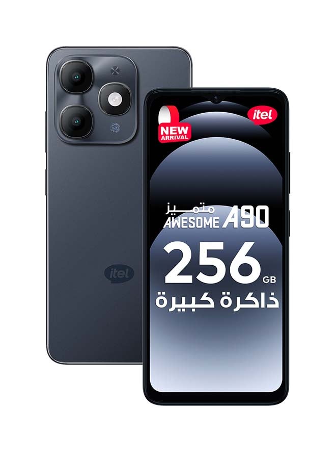 إيتيل A90 ثنائي الشريحة أسود متلألئ 4+8 جيجابايت رام 256 جيجابايت 4G - نسخة الشرق الأوسط - Image 1