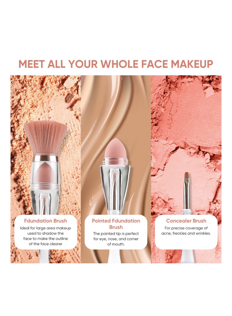 KASTWAVE مجموعة فرش مكياج أساس احترافية 3 في 1، تصميم محمول لمجموعة السفر - Image 3