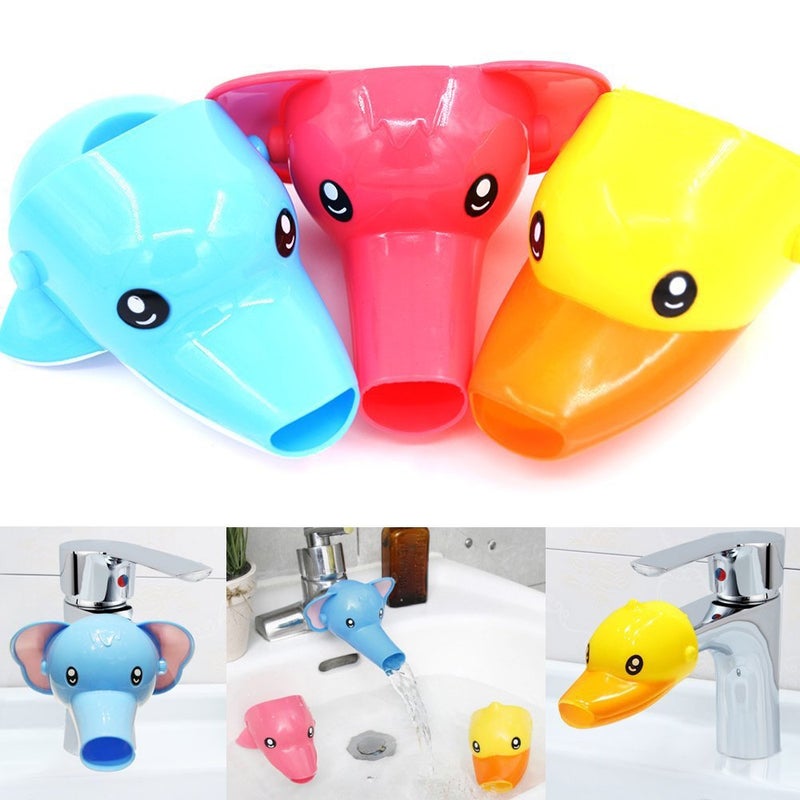 Rustark 3Pcs Cartoon Faucet Extender Sink Handle Extender for Toddler Baby Children Safe and Fun HandWashing Solution Set of 3 Yellow Duck Pink Elephant Blue Dolphin - Image 1