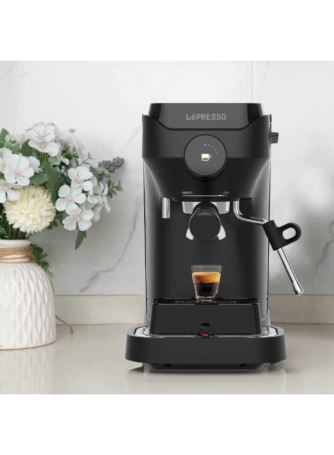 ليبرسو ماكينة قهوة LUCENERO 19 بار مع شاشة LCD، إعدادات قابلة للتخصيص لأي نوع من القهوة، محمل قهوة 54 مم مع سلة مفردة ومزدوجة، ضغط 19 بار، قوة 1600 واط، عصا بخار بدوران 360°، دافئ أكواب، ماكينات إسبرسو – أسود - Image 2