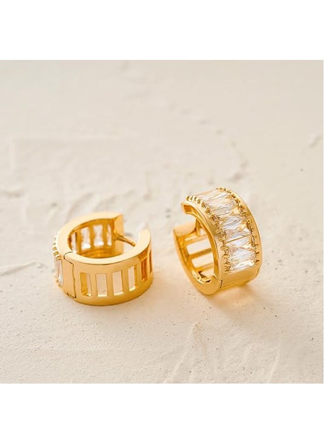 Mevecco - Women Huggie Earrings Gold Hoop 14K Gold Filled Small Simple Handmade Hypoallergenic Everyday Jewelry - Image 1