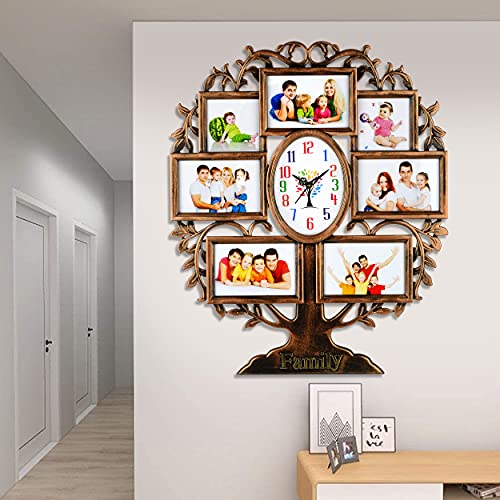 Harbour Plastic Analog Latest Stylish New Models Wall Clock With Photo Frames (Size Height 58 Cm X Width 48Cm)- Home Decor Big Size Wall Clock Mzhb 3 (Multi) - Image 1