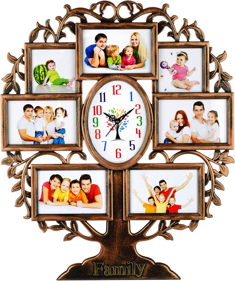 Harbour Plastic Analog Latest Stylish New Models Wall Clock With Photo Frames (Size Height 58 Cm X Width 48Cm)- Home Decor Big Size Wall Clock Mzhb 3 (Multi) - Image 2