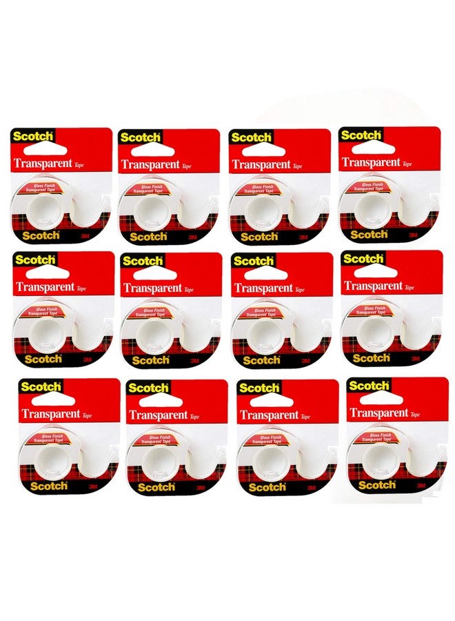 Scotch  Brand Transparent Tape, Versatile, Glossy Finish, Engineered For Office And Home Use, 1/2 X 450 Inches, 1 Dispensered Roll (144) (12) - Image 1