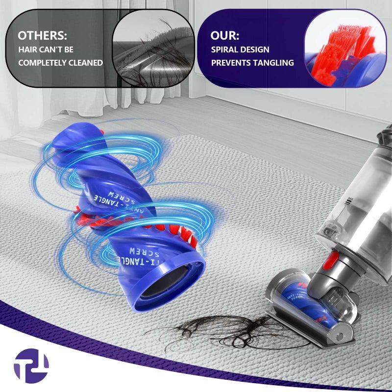 OTTWL Mini Motorized Brush Head Compatible with Dyson V7 V8 V10 V11 V15 Vacuum Cleaners - Pet Hair Removal Vacuum Attachment - Hair Screw Tool for Carpeted Stairs, Couch/Sofa Cushions, Car Carpet - Image 5