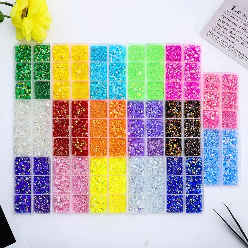 Briskbloom 3000PCS Resin Flatback Rhinestone, 2mm 3mm 4mm 5mm 6mm Pure White AB Flatback Jelly Resin Rhinestones for Tumblers, Mugs, Bottles, Craft Decoration, Loose Bling Glitter Gem Stone - Image 5