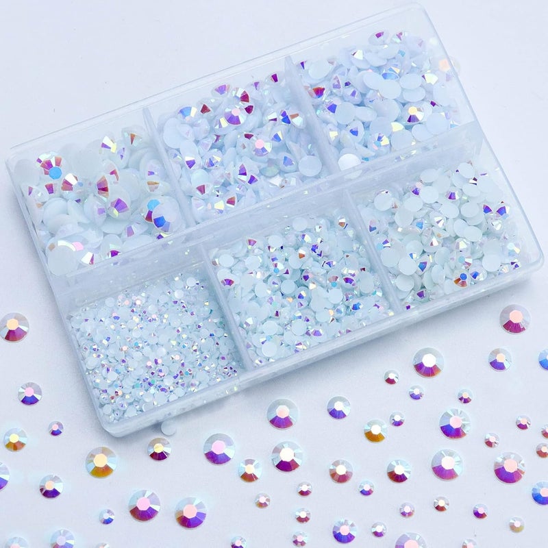 Briskbloom 3000PCS Resin Flatback Rhinestone, 2mm 3mm 4mm 5mm 6mm Pure White AB Flatback Jelly Resin Rhinestones for Tumblers, Mugs, Bottles, Craft Decoration, Loose Bling Glitter Gem Stone - Image 1