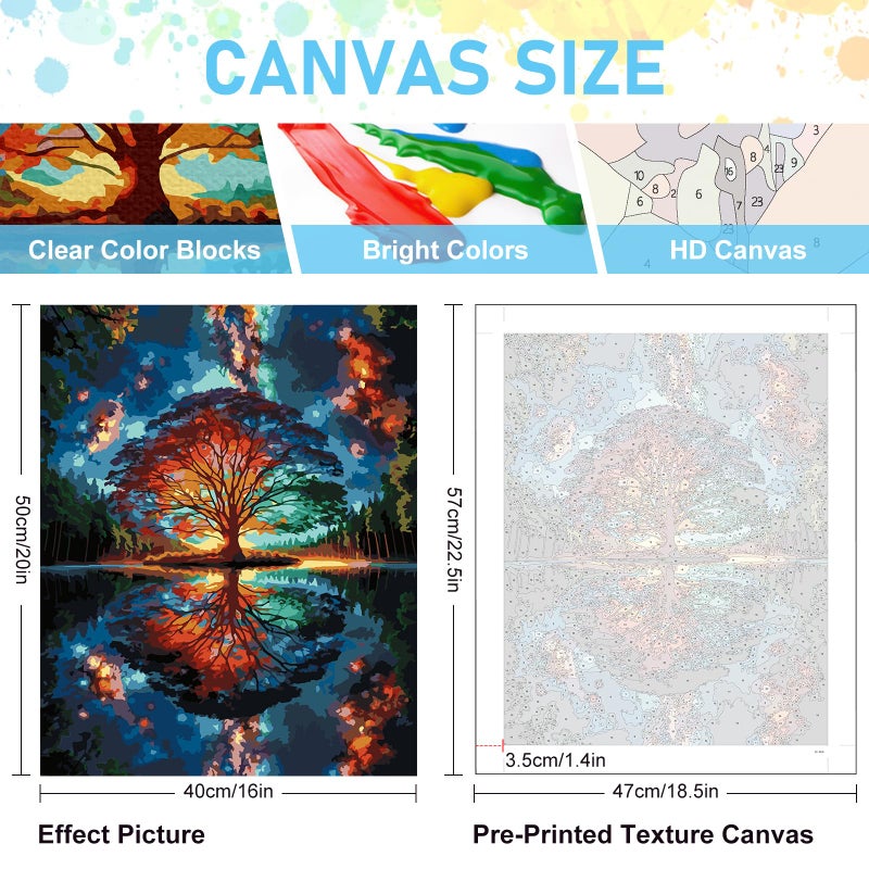 Offito Paint by Numbers Kit for Adults - Tree of Life Acrylic Adult Paint by Number Kits on Canvas for Beginner, Tree of Life DIY Oil Painting by Numbers for Adults Kit, Perfect for Home Decor Gift 16"x20" - Image 3