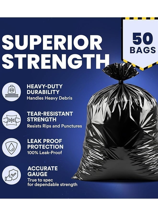 50 Gallon Trash Bags for Toter, (Value Pack 50 Count) 50 Gal Trash Bags Outdoor Garbage Can Liner for Contractors, Industrial, Home, Kitchen, Commercial, Yard, Lawn, Leaves 31.5" x 35.5" (Approx. 80 cm x 90 cm) - Image 3